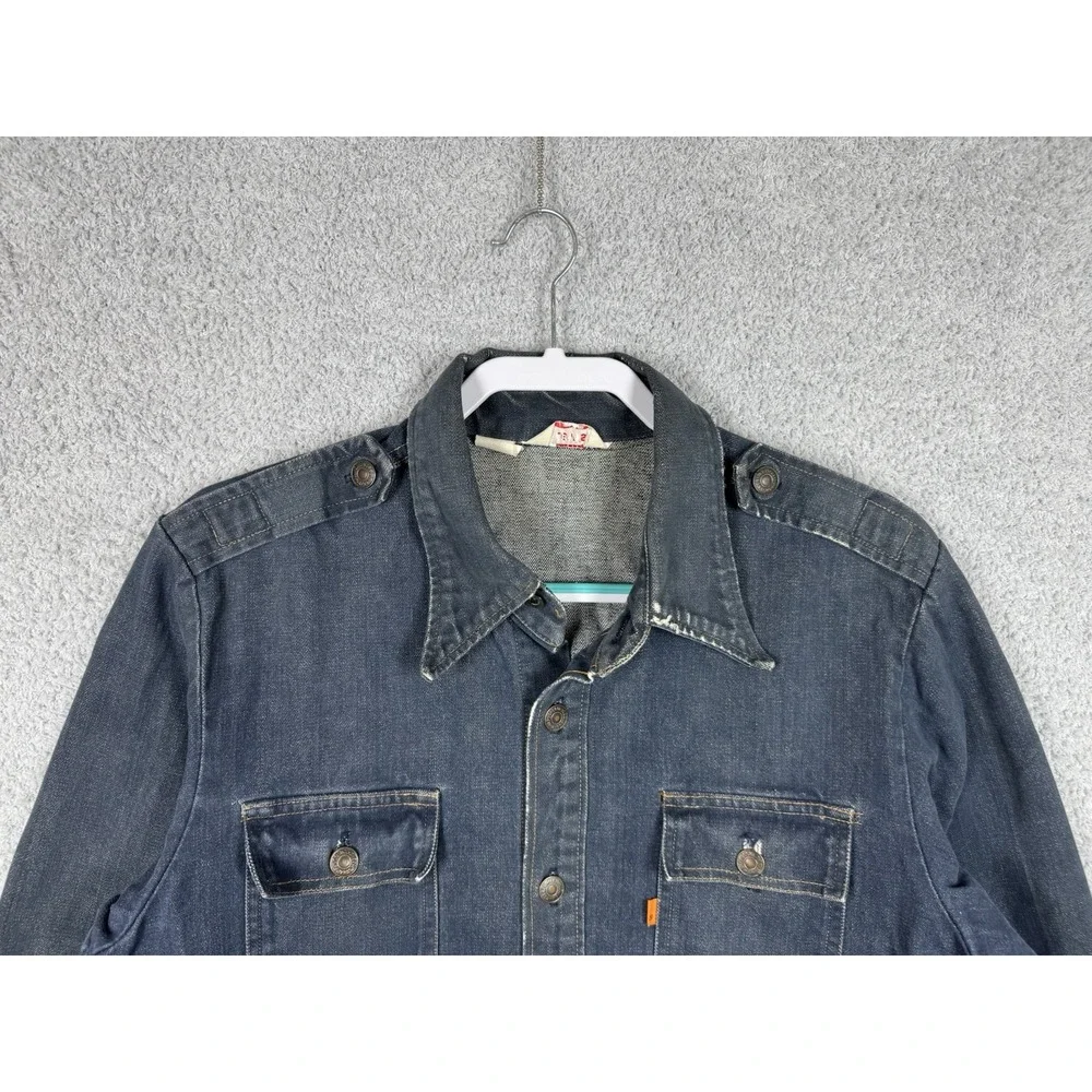 Levis Orange Tab Shirt Shacket Denim‎ Jacket Workwear Epaulettes 70676-7618 M-L - Picture 3 of 12